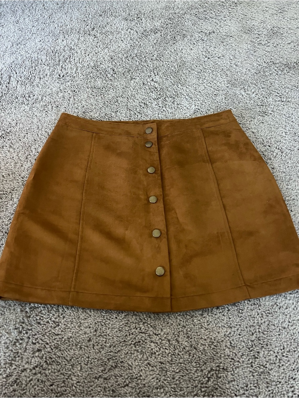 Old Navy Button-Front Suede A-Line Mini Skirt in Chestnut
